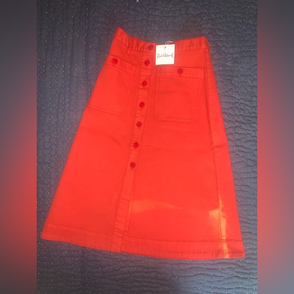 Rachel Antonoff Rosemary Midi Skirt in Blood Orange (FLAWED) - Picture 8 of 8